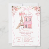 Roze Café Paris Bow Eiffeltoren Vrijgezellenfeest Kaart (Voorkant)