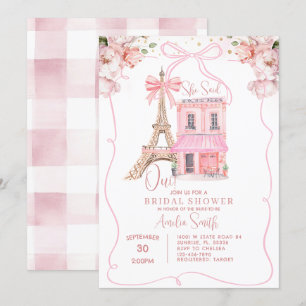 Roze Café Paris Bow Eiffeltoren Vrijgezellenfeest Kaart