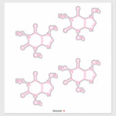 Roze cafeïnemoleculen sticker (Vel)