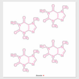 Roze cafeïnemoleculen sticker