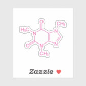 Roze Cafeïnemolecuul Sticker (Vel)