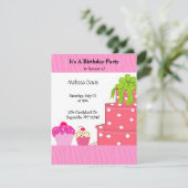 Roze Cake and Cupcakes Birthday Invitation Kaart (Staand voorkant)