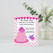 Roze Cake and Party Petten Birthday Invitation Kaart (Staand voorkant)
