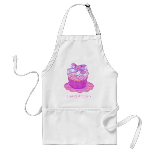 Roze cake Apron ~ Aanpassen met naam Standaard Schort (Voorkant)