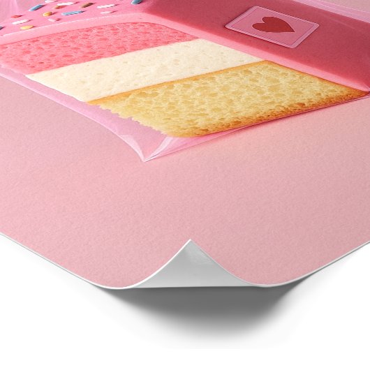 Roze Cake Art Print, Schattigee pastelmuur bakkeri Poster (Hoek)