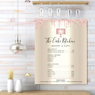 Roze Cake Bakkerij Glitter Drip Gouden Menu Prijsl Poster