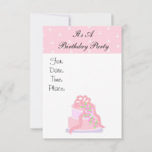 Roze Cake Birthday Party Invitation Kaart