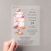 Roze Cake Bruidsfeest Acryl Uitnodigingen (Insitu (Draagbaar))