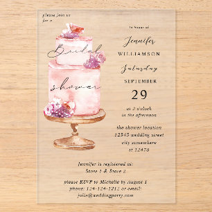 Roze Cake Bruidsfeest Acryl Uitnodigingen