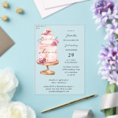 Roze Cake Bruidsfeest Acryl Uitnodigingen (Insitu (Huwelijk))