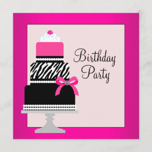 Roze cake cupcake verjaardagsfeestje kaart