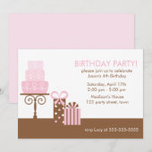 Roze Cake en Cadeaus Birthday Kaart (Voorkant / Achterkant)