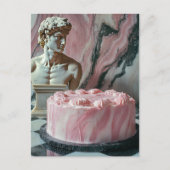 Roze cake en een marmeren beeld briefkaart (Voorkant)