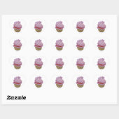 Roze cake en harten hart sticker (Vel)