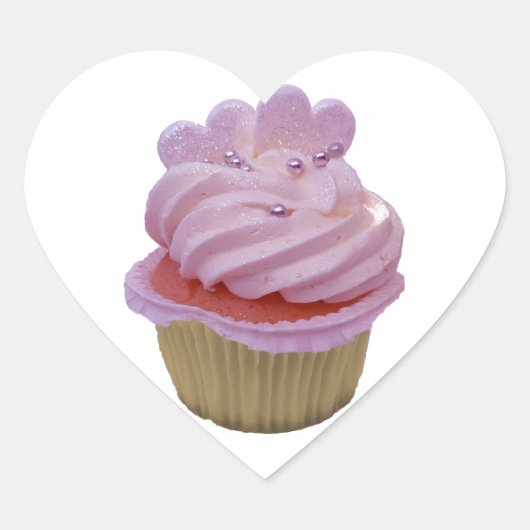 Roze cake en harten hart sticker (Voorkant)