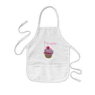 Roze cake en harten kinder schort