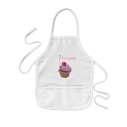 Roze cake en harten kinder schort (Voorkant)