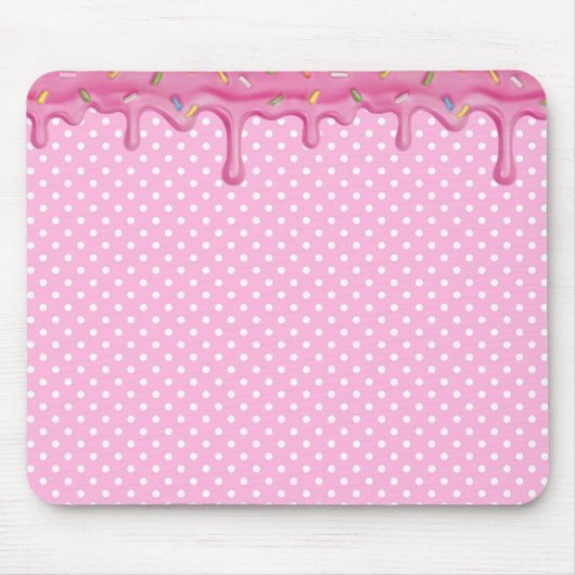 Roze Cake Frosting op pooldots Muismat (Voorkant)