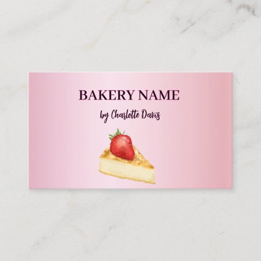 Roze cake gebak bakkerij QR code Visitekaartje (Voorkant)