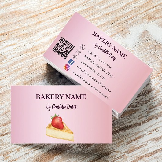 Roze cake gebak bakkerij QR code Visitekaartje