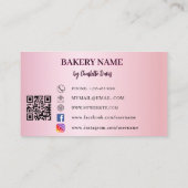 Roze cake gebak cupcakes bakkerij QR code Visitekaartje (Achterkant)