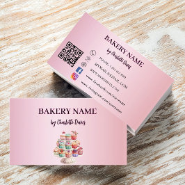 Roze cake gebak cupcakes bakkerij QR code Visitekaartje