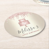 Roze cake glitters druppels elegante meisjesachtig ronde kartonnen onderzetter (Gebogen)