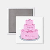 Roze Cake Harten Gepersonaliseerde Save datum Magn Magneet (Voorkant / Achterkant)