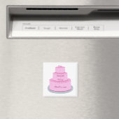 Roze Cake Harten Gepersonaliseerde Save datum Magn Magneet (Insitu (Vaatwasser))