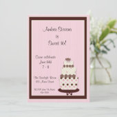Roze Cake Invitation Kaart (Staand voorkant)