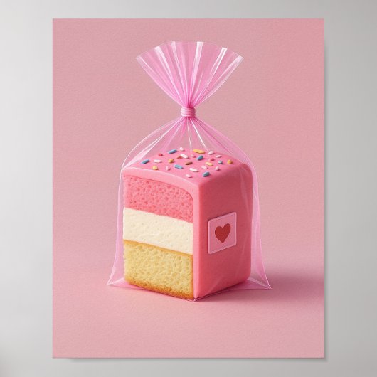Roze cake kunstprint, Mooie pastel muur bakkerij Poster (Voorkant)