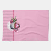 Roze cake met Flowers Kitchen Towel Theedoek (Horizontaal)