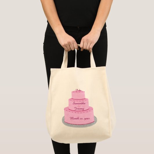 Roze Cake met hart Persoonlijke bridezakken Tote Bag (Voorkant (product))