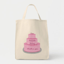 Roze Cake met hart Persoonlijke bridezakken Tote Bag