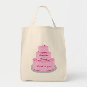 Roze Cake met hart Persoonlijke bridezakken Tote Bag