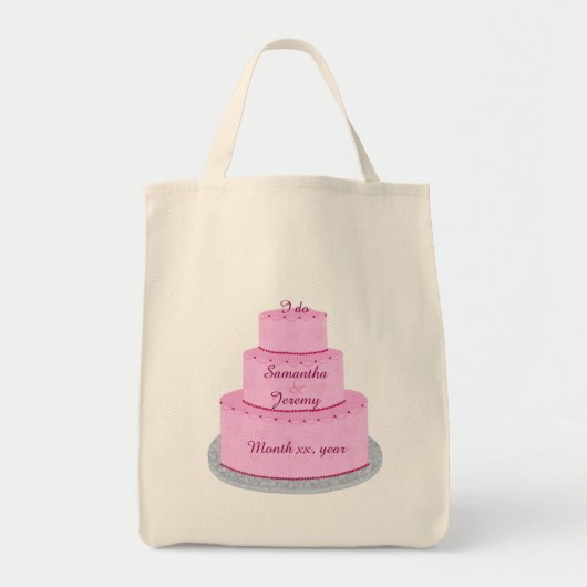 Roze Cake met hart Persoonlijke bridezakken Tote Bag (Voorkant)