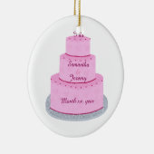 Roze Cake met Hearts Wedding Ornaments Keramisch Ornament (Rechts)