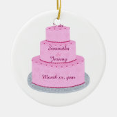 Roze Cake met Hearts Wedding Ornaments Keramisch Ornament (Voorkant)