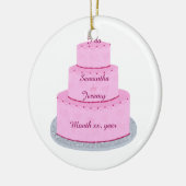 Roze Cake met Hearts Wedding Ornaments Keramisch Ornament (Links)