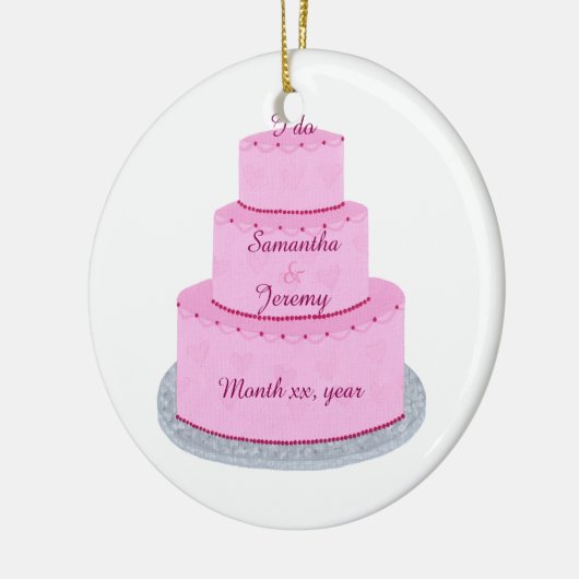 Roze Cake met Hearts Wedding Ornaments Keramisch Ornament (Links)