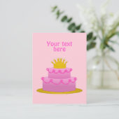 Roze Cake met kroongeboorte Briefkaart (Staand voorkant)
