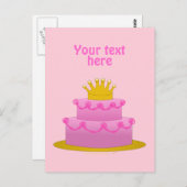 Roze Cake met kroongeboorte Briefkaart (Voorkant / Achterkant)