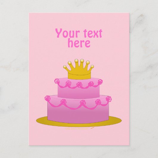 Roze Cake met kroongeboorte Briefkaart (Voorkant)