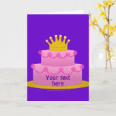 Roze Cake met kroongeboorte Kaart (Gele Bloem)