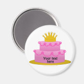 Roze Cake met kroongeboorte Magneet (Voorkant / Achterkant)