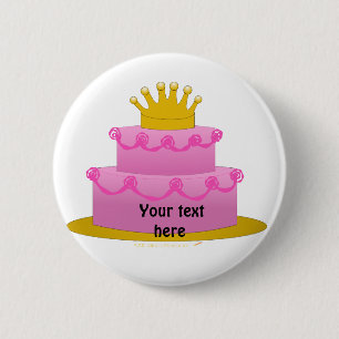 Roze Cake met kroongeboorte Ronde Button 5,7 Cm