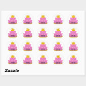 Roze Cake met kroongeboorte Ronde Sticker (Vel)