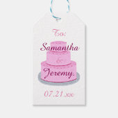 Roze Cake met persoonlijke cadeautjes voor het har Cadeaulabel (Voorkant)