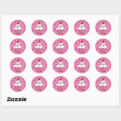 Roze cake met Snoep sprinkhaan Ronde Sticker (Vel)