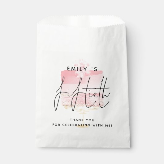 Roze Cake Name 50th Birthday Party Bedankt Bedankzakje (Voorkant)